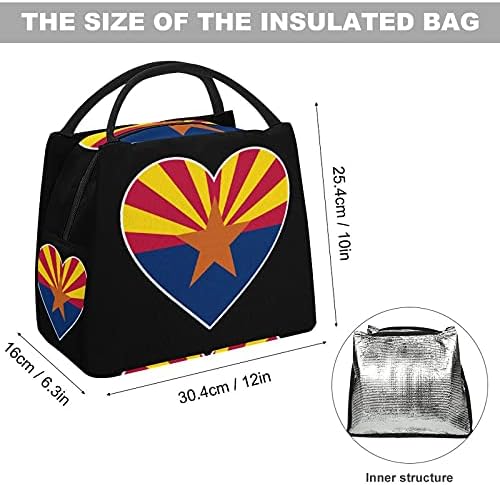 Love Arizona Flag Heart Reutilable Bag Tote Tote para homens homens adultos trabalham para fazer um piquenique