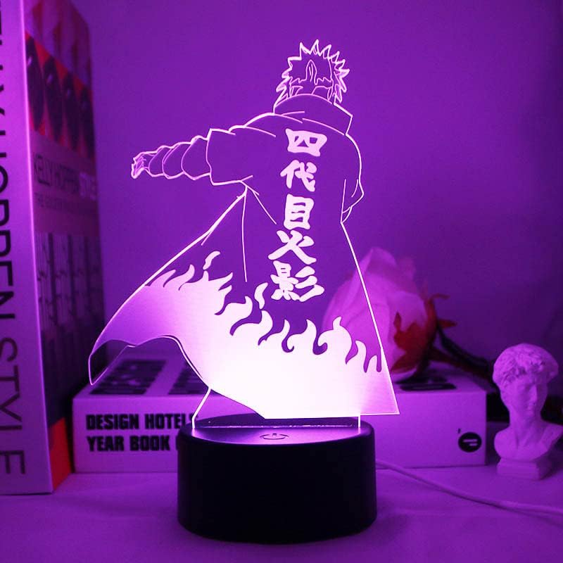 WILLQWECAT 3D Ilusão Lâmpada Night Night LED LED Anime Ninja Shinobi Figura Anime Led Led Lamp Anime
