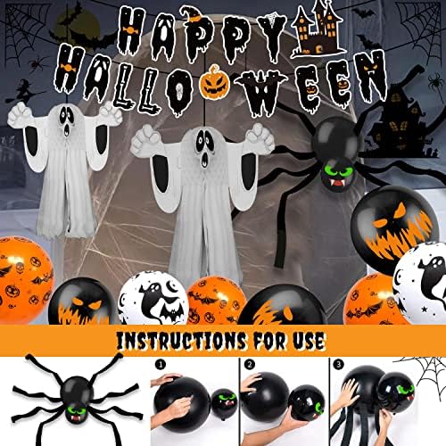 MOVINPE Decorações de festas de Halloween Banner assustador, pendurado, pendurado penduramento de redemoinho de mesa
