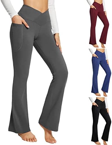 Mulheres flage-leggings-Bootcut calças de ioga para mulheres treporais de cintura alta calça calças de trabalho sem costura.