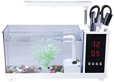 Zlbyb mini aquário aquário aquário USB aquário com luz LCD LCD Tela e relógio de peixe aquário tanques de peixes