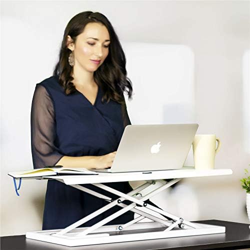 Conversor de mesa em pé de mesa TSFUR - 0,9 ”Ultra Fin Metal Computer Laptop Desk Stand - Escritório portátil Pequeno altura