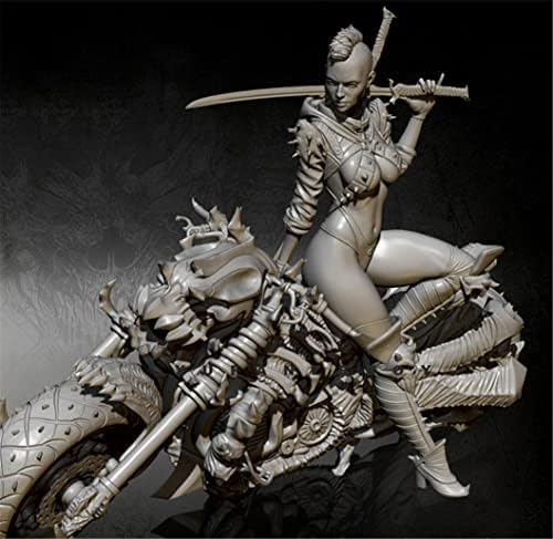 Goodmoel 1/24 Fantasy Motorcycle Female Warrior Resin Kit Figura Desmonte e sem pintura miniaturas/CK-8162