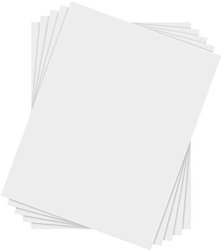 8,5 x 11 White Chipboard - Folhas de embaraços de peso médio de papelão - branco de um lado - 25 por pacote