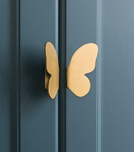 Manças de forma de borboleta semetall 4 Pacote de brass de bronze sólidos, armários de cozinha decorativos, botões de gaveta e puxadores