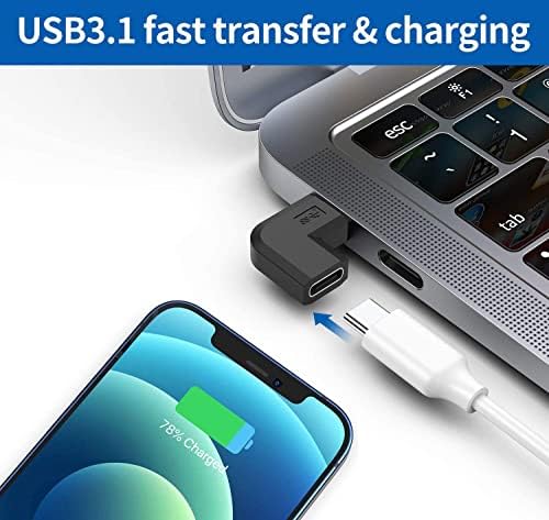 Adaptador USB C de 90 graus AOIUTRN, 2 Pacote USB C para USB-C Fast Charger e Transfer Converter [ângulo reto] Compatível