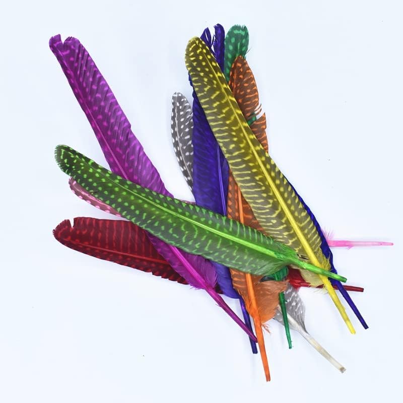 Ttndstore polka colorida polka tingiu penas de galinha de galinha por 15 ~ 20cm de 6-8 penas de faisão para roupas plumas carnaval