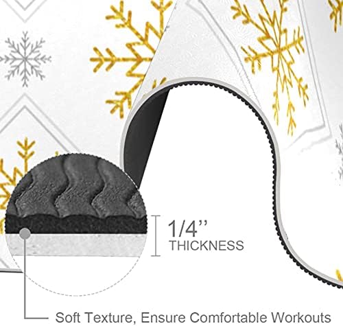 Exercício e fitness sem deslizamento espesso 1/4 tapete de ioga com floco de neve dourado na impressão branca-01 para ioga pilates