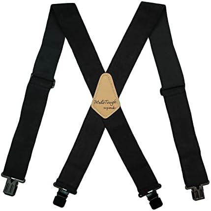 Melotough Men's Suspenders totalmente elástico de 2 polegadas de largura x suspensórios de trabalho pesado de volta