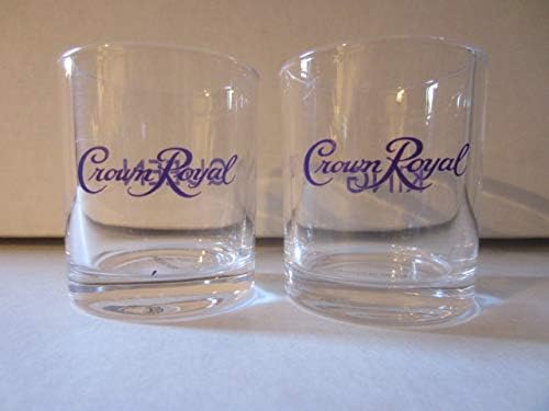 Conjunto de 2 copos de uísque canadense da coroa e óculos de shot de logotipo da rainha roxo