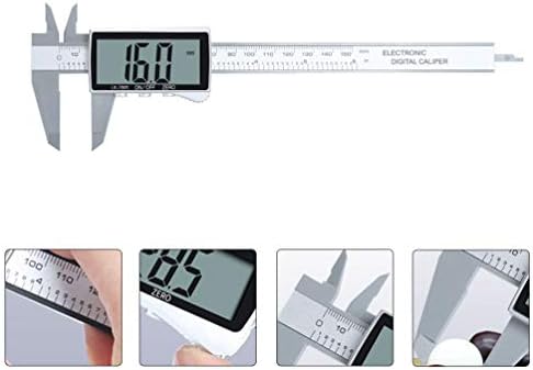 Pinça digital de pinça digital de pinças plásticas Medição da ferramenta eletrônica de micrômetros eletrônicos Vernier com tela grande LCD para medição de precisão prata