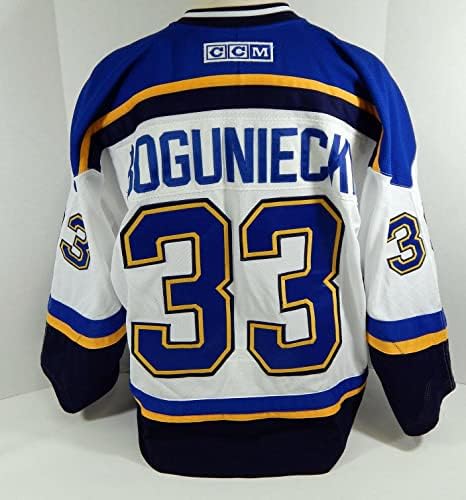 2001-02 St. Louis Blues Eric Boguniecki 33 Jogo emitiu White Jersey DP12203 - Jogo usado NHL Jerseys