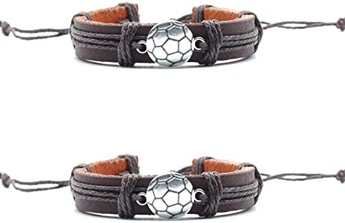 Sports Bracelet Leather Basketball Soccer Baseball Softball Gifts para meninas e meninos e pulseira ajustável para adultos