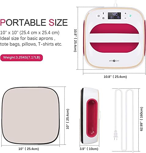 HTVRONT 10 X10 Máquina de prensa portátil de calor e 24 pacote 12 x12 transferência de calor Ferro de pacote de vinil em folhas
