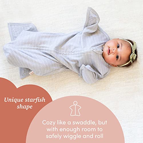 SleepingBaby Zipadee -Zip Transition Swaddle - Baby Sleep Sack com Zipper Conveniência - Espago vestível de bebê espaçoso para facilitar mudanças de fraldas - Graystone, grande - 2 pacote
