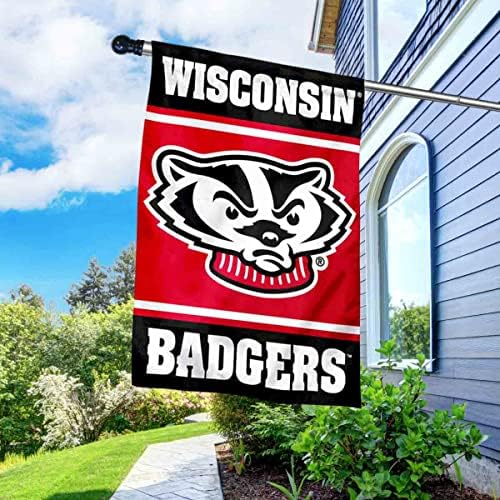 Wisconsin Badgers Banner de dupla face com conjunto de pólo de bandeira