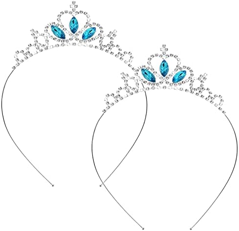 Wllhyf 2 peças meninas cristal tiara bandeira coração shinestone princesa coroa faixa de cabelo vintage para crianças garotas femininas festas de aniversário de baile de casamento