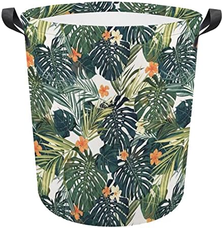 Cesto de lavanderia cesto de palmeiras coloridas cesto de roupa com alças cesto dobrável Saco de armazenamento de roupas