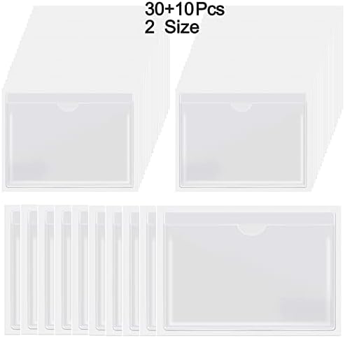 Bolsos de cartão de índice autoadesivo 30 PCs 4,72 x 3,54 polegadas e 10 PCs 6,5 x 5 polegadas, cartões de inserção em branco para