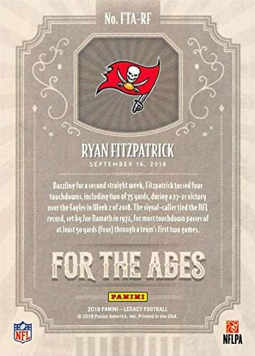 2019 Panini Legacy para as 16 Ryan Fitzpatrick Tampa Bay Buccaneers NFL Football Trading Card