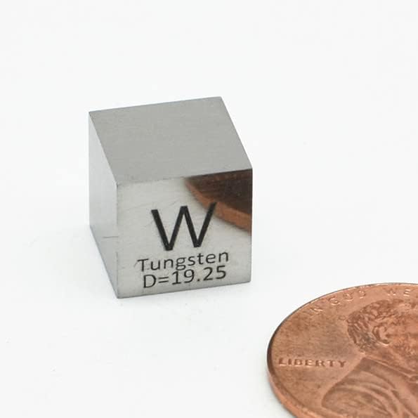 Cubos de densidade de metal sólido de elemento polido de tungstênio wolfram com caixa de acrílico para educação de coleta de elementos