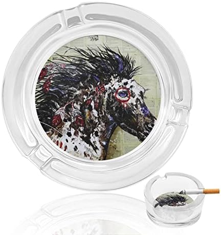 Ahiga War Horse Glass Ashtrays para cigarros e charutos Round Ash Bande