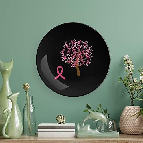 Fibrons de consciência rosa Árvore de osso vintage placa decorativa por China com exibição Stand Plate Plate Gift Home Decor