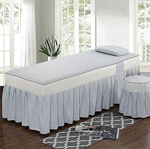 Massagem Mesa de massagem Conjuntos de bordados ， Campa de beleza de algodão respirável de cor pura Tampa de 4 peças de 4 peças de salão de salão de salão 190x70cm