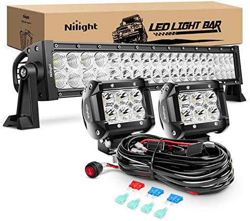 Nilight - ZH005 22 polegadas de 120w Combinamento de inundações Spot barra de luz LED 2pcs 4 polegadas de 18w LED LED LUZES
