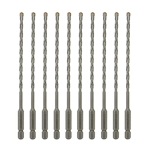 Ferramentas Sabre 5/32 polegadas x 6 polegadas Bit de broca de alvenaria, pacote de 10 pacote para concreto, tijolo, pedra, haste