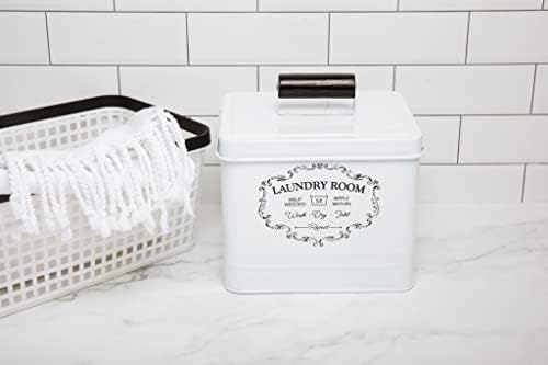 Nove recipiente de detergente para lavanderia real - lençol de lavanderia - Caixa de armazenamento de lavanderia - Decoração de lavanderia da fazenda, estilo vintage - lixeira com sinal de letras retrô, acabamento angustiado