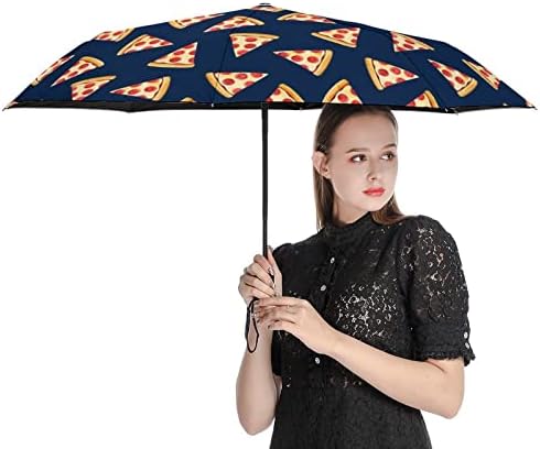 Pizza Slice Food Auto Umbrella portátil guarda-chuva dobrável Anti-UV à prova d'água e viagens à prova de vento Aberta