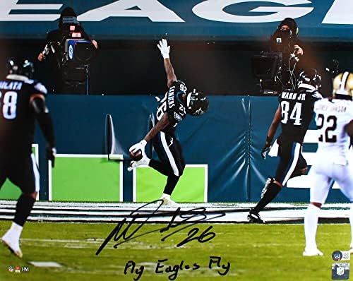 Miles Sanders autografou Philadelphia Eagles 16x20 HM TD Photo w/Insc. -BAW Holo - fotos autografadas da NFL