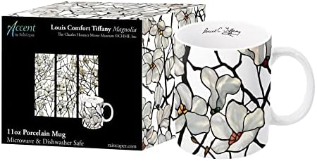 RainCaper Tiffany Magnolia grande porcelana de café e caneca de chá para casa e escritório, 11 onças, lava -louças e