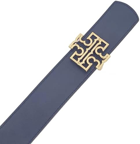 Tory Burch 84841 garça cinza/azul marinho conservador com hardware de ouro reversível de 1,5 polegada Lidro feminino