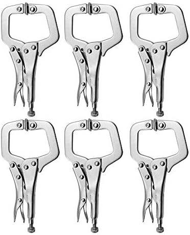 6 Pacote de alicates de travamento de grampo C pesado conjunto de 6 ”CLAMPS com almofadas giratórias para artesãos