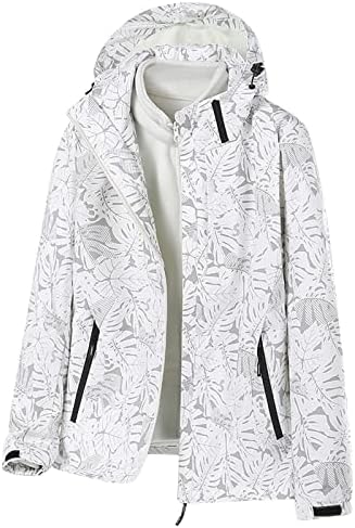 Jaqueta de jaqueta acolchoada fora de casaco feminino à prova de vento ao ar livre Florld Florld Print Warm Fleece à prova de