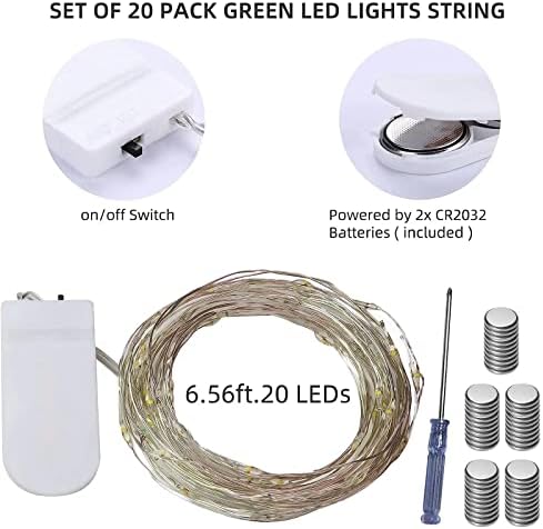 Lâmpadas LAMPHOME 20 Luzes de fada da bateria Luzes de cordas, 20 LED acesas ligadas 6,6 pés de cobre prateado, caixa da bateria,