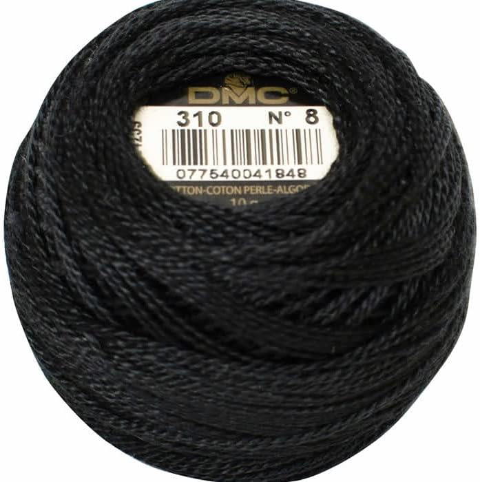 3 contagens DMC 116/8 pérola de algodão - pacote preto com bola de algodão pérola DMC Bola e creme, tamanho 8, comprimento