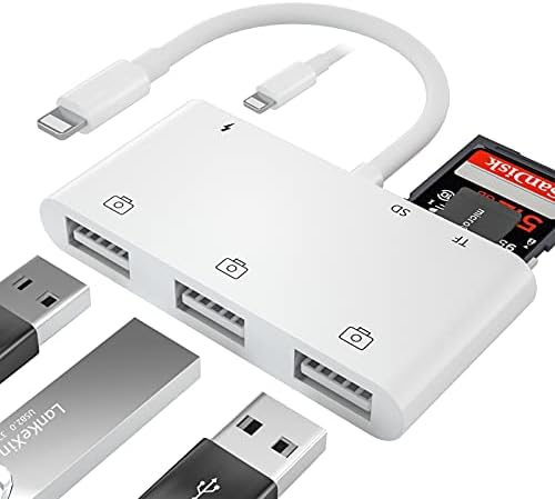 Adaptador de câmera USB para iPhone, kits de conexão com câmera USB Adaptador de conexão com leitor de cartão SD TF e adaptador