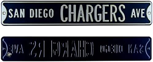 San Diego Chargers Avenue oficialmente licenciou aço autêntico 36x6 Blue & White NFL Street Sign