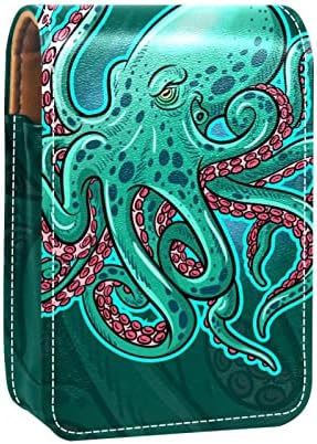 Caixa de batom com espelho Octopus Mascot Lip Gloss Suports portátil Batom Batom Storage Bolsa de maquiagem Mini Cosmético Bolsa de Cosméticos mantém 3 batom