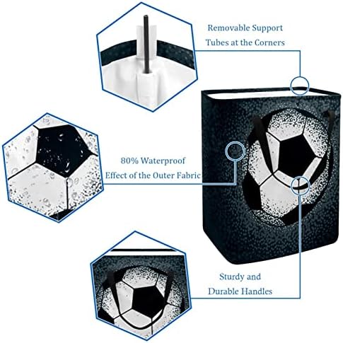 Futebol Retro Retro Ball Football Imprimir cesto de lavanderia dobrável, cestas de lavanderia à prova d'água 60L Lavagem de roupas