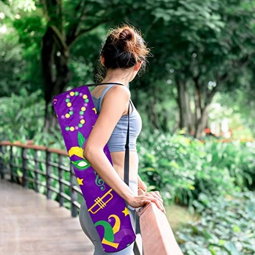 Mardi Gras Carnival Pattern Yoga Mat Bags Full-Zip Yoga Bolsa de transporte para homens, Exercício de ioga transportadora com cinta ajustável