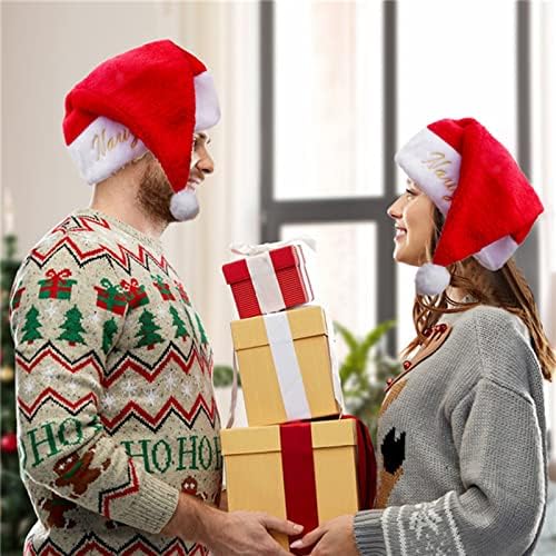 2 PCs chapéu de Natal, férias de chapéu de natal para adultos unissex santa chapéu para suprimentos de festa