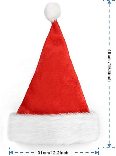 Kederwa Papai Noel para adultos, 2 Pacote de luxo de luxo Red Velvet Chapéus de Natal com camada dupla e lapéu de natal de revestimento de conforto para fantasia de Natal