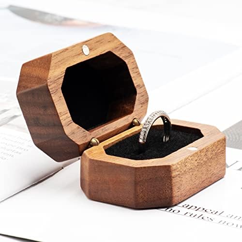 Caso de presente de anel de madeira de madeira vintage para engajamento da proposta, exibição de joias do suporte do anel