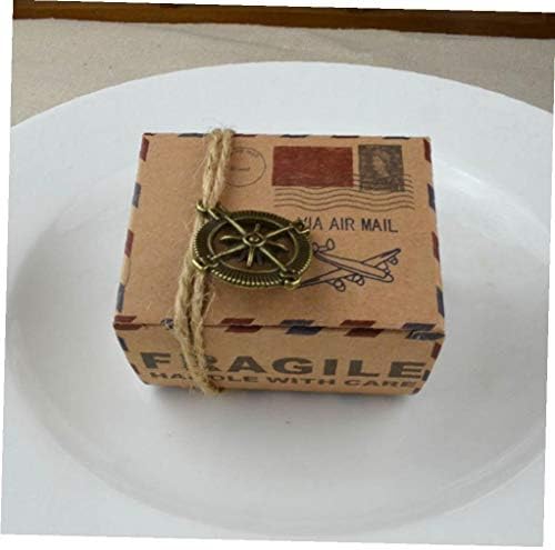 Caixa de doces do correio aéreo de carimbo vintage com pingente de bússola kraft a favor de bolsas de festas de