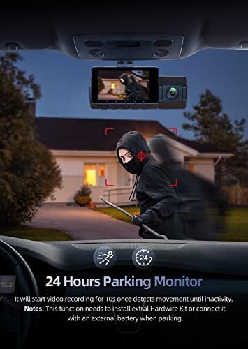 4K Dupla Dash Cam Front and Interior, Câmera de carro VEEMENT DASH COM GPS, 2160P FRONT+1080P CAMÃO traseira interna para carros, sensor Sony Starvis, Visão noturna infravermelha, Modo de Estacionamento de Detecção de Motivo de 24h