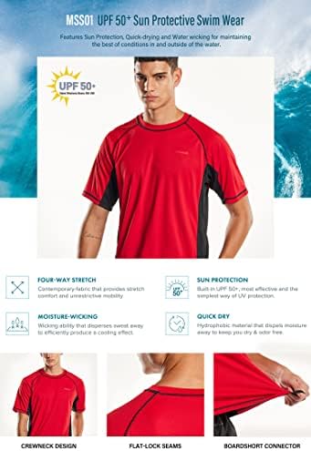 Camisetas de natação de Rashguard masculino de TSLA, UPF 50+ Camisa de manga curta de ajuste solto, UV Cool Dry Fit